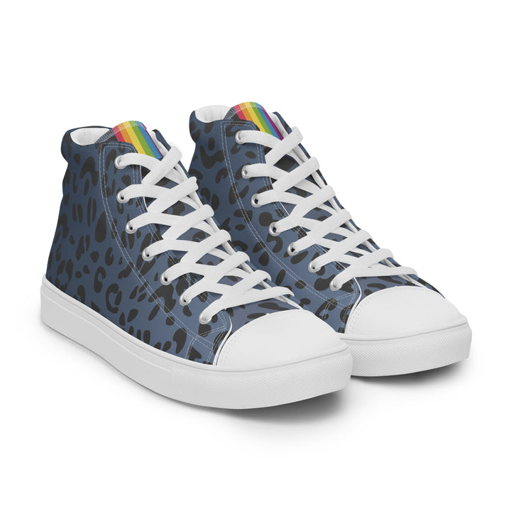 Rainbow Flag Blue Leopard Print High Top Trainers (female sizes) High Tops The Rainbow Stores