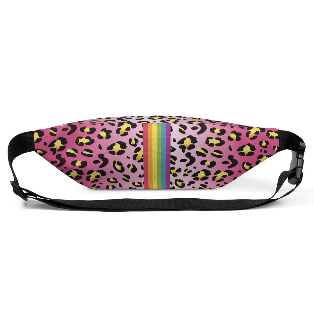 Pink Leopard Print Fanny Pack/Bum Bag with Rainbow Flag Bags The Rainbow Stores