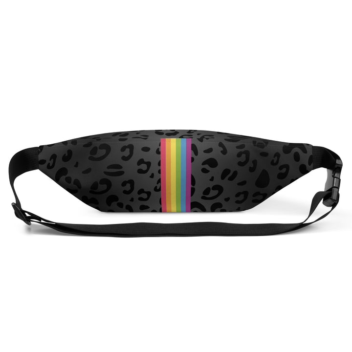 Black Leopard Print Fanny Pack/Bum Bag with Rainbow Flag Bags The Rainbow Stores