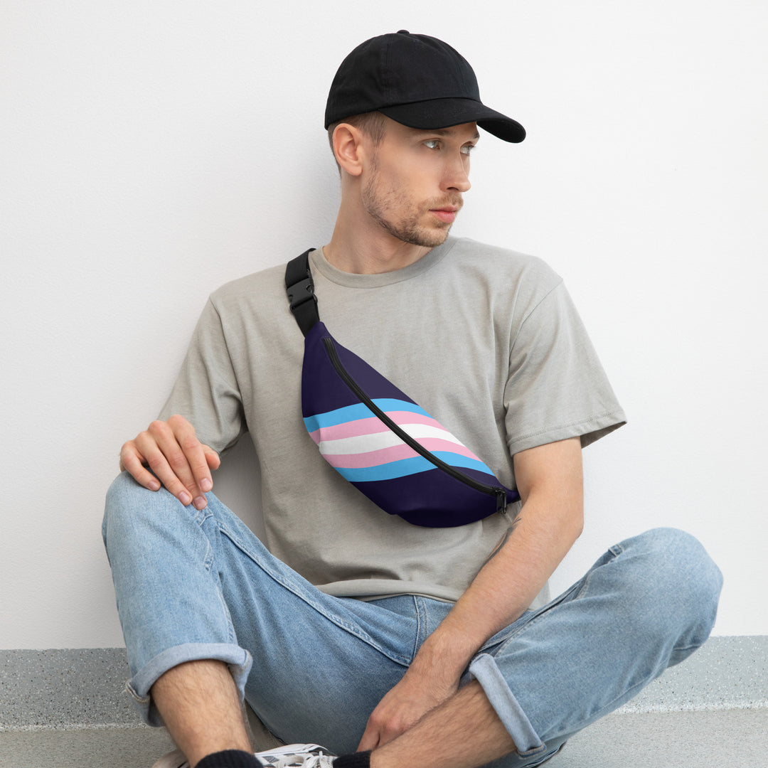 Trans Pride Flag Diagonal Fanny Pack/Bum Bag Bags The Rainbow Stores