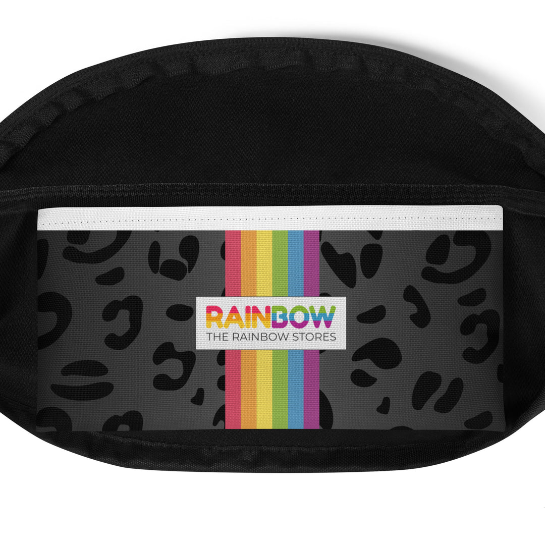 Black Leopard Print Fanny Pack/Bum Bag with Rainbow Flag Bags The Rainbow Stores