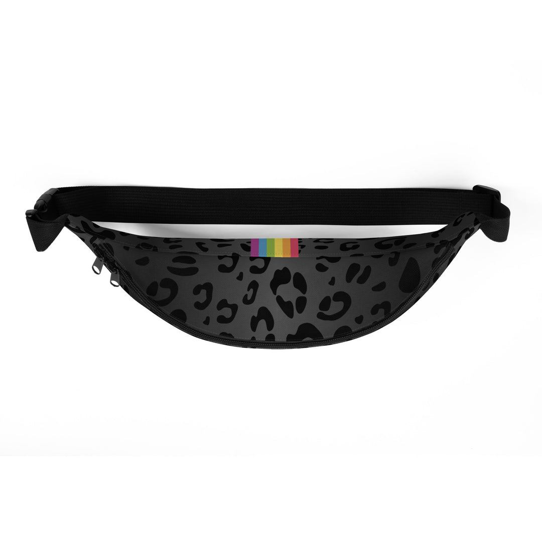 Black Leopard Print Fanny Pack/Bum Bag with Rainbow Flag Bags The Rainbow Stores