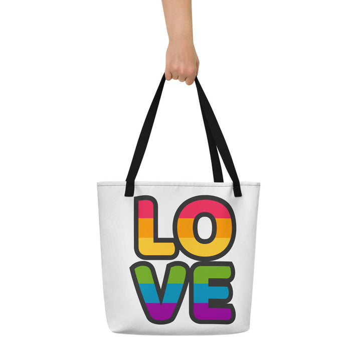 Love Large Tote/Beach Bag (White) Bags The Rainbow Stores