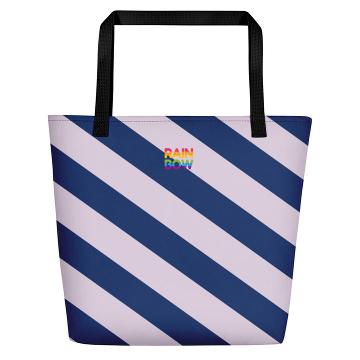 Pink And Blue Stripes Large Tote/Beach Bag Bags The Rainbow Stores