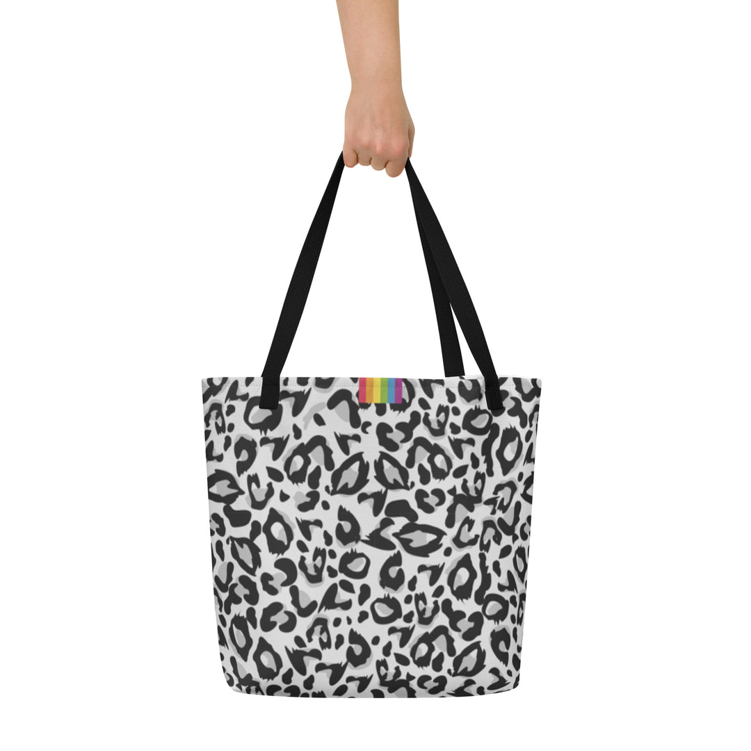 Snow Leopard Print Large Tote/Beach Bag Bags The Rainbow Stores