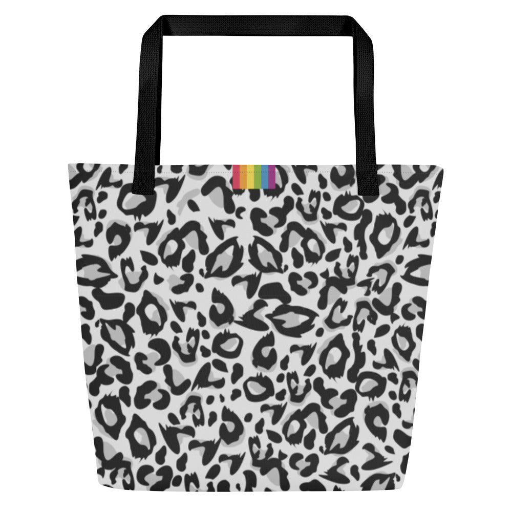 Snow Leopard Print Large Tote/Beach Bag Bags The Rainbow Stores