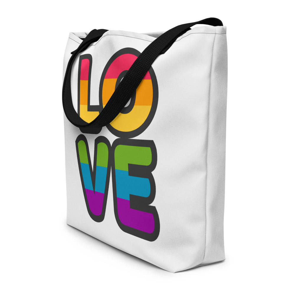 Love Large Tote/Beach Bag (White) Bags The Rainbow Stores