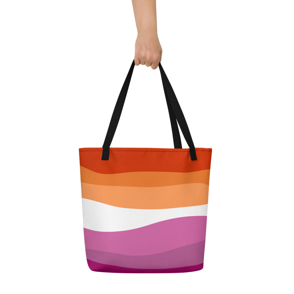 Lesbian Wave Large Tote/Beach Bag Bags The Rainbow Stores