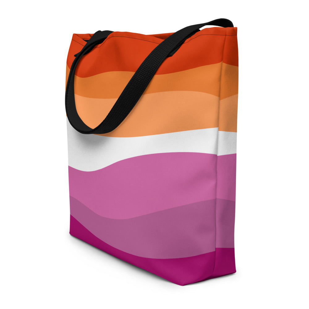 Lesbian Wave Large Tote/Beach Bag Bags The Rainbow Stores