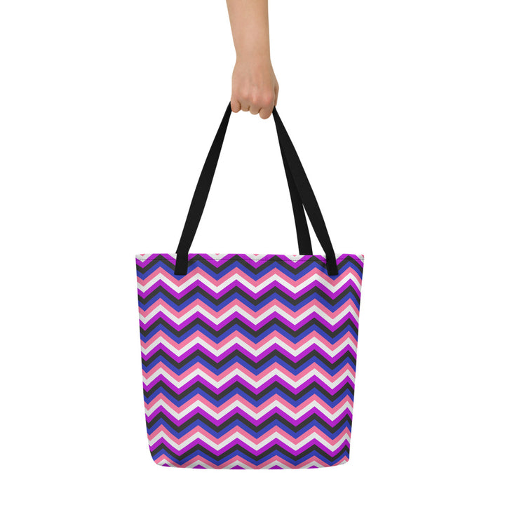 Gender Fluid Flag Zig Zag Large Tote/Beach Bag Bags The Rainbow Stores