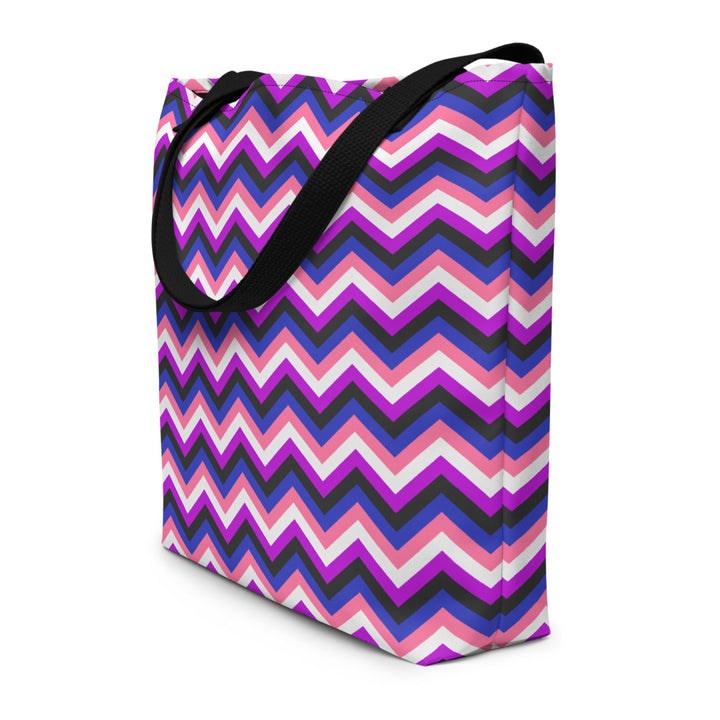 Gender Fluid Flag Zig Zag Large Tote/Beach Bag Bags The Rainbow Stores