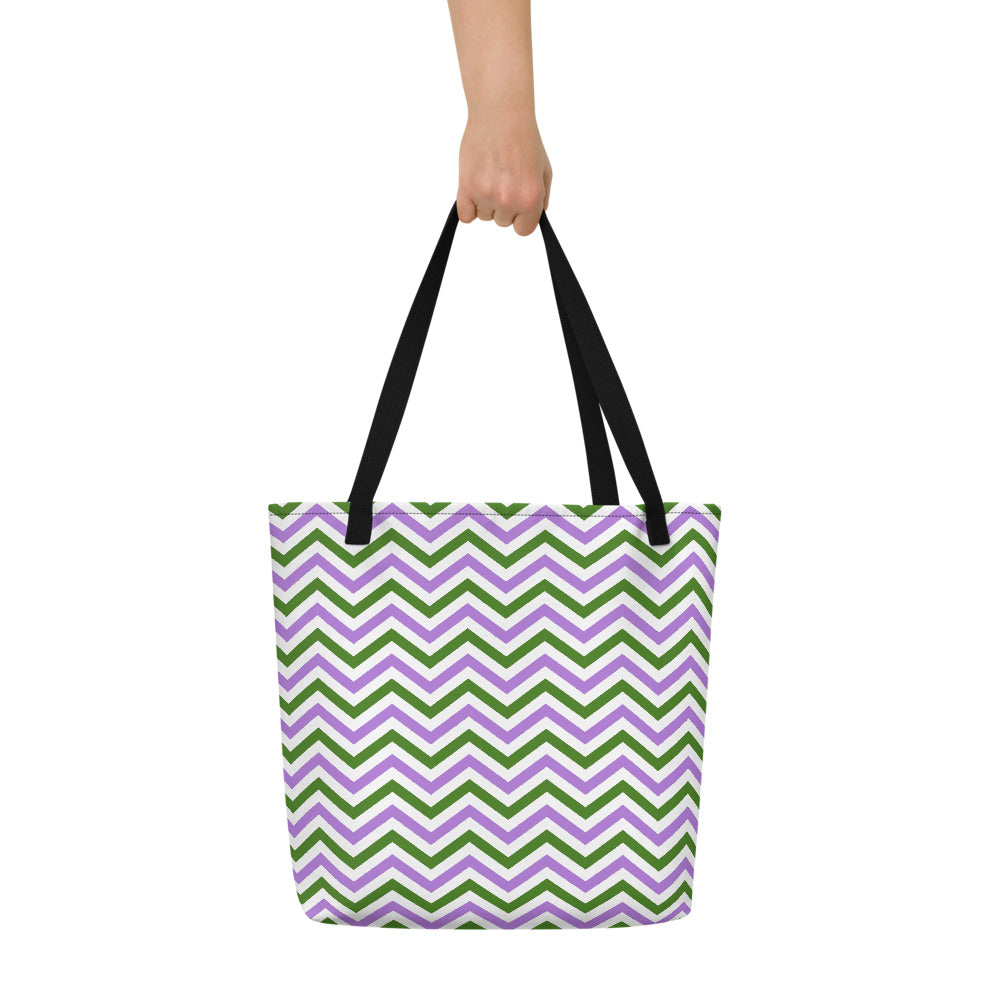 Genderqueer Flag Zig Zag Large Tote/Beach Bag Bags The Rainbow Stores