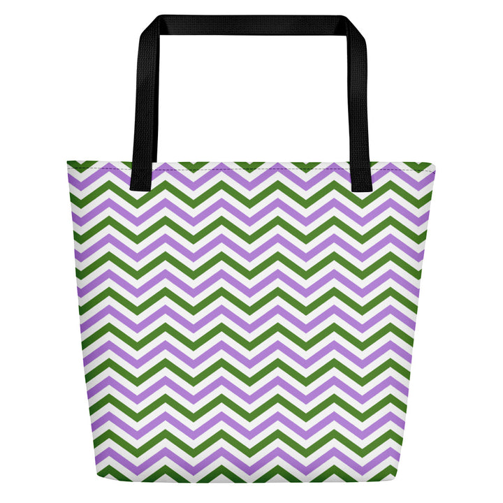 Genderqueer Flag Zig Zag Large Tote/Beach Bag Bags The Rainbow Stores