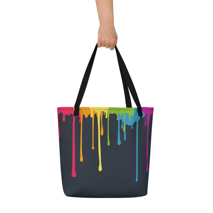 Rainbow Paint Drips Large Tote/Beach Bag Bags The Rainbow Stores