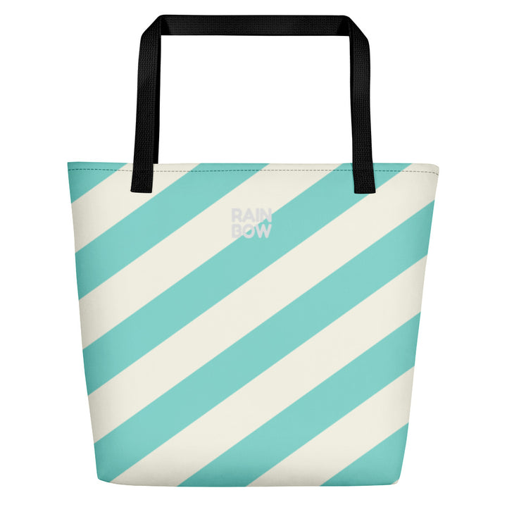 Aqua and Cream Stripes Large Tote/Beach Bag Bags The Rainbow Stores