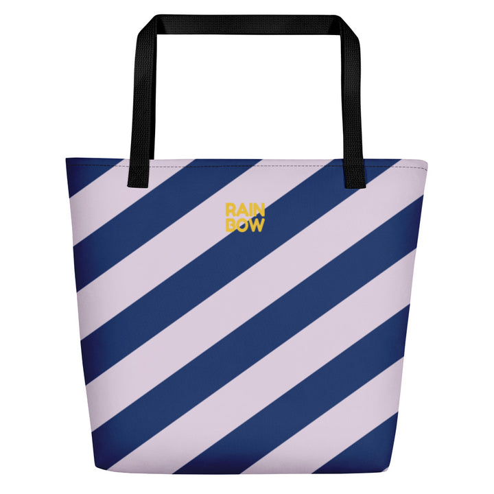 Pink And Blue Stripes Large Tote/Beach Bag Bags The Rainbow Stores