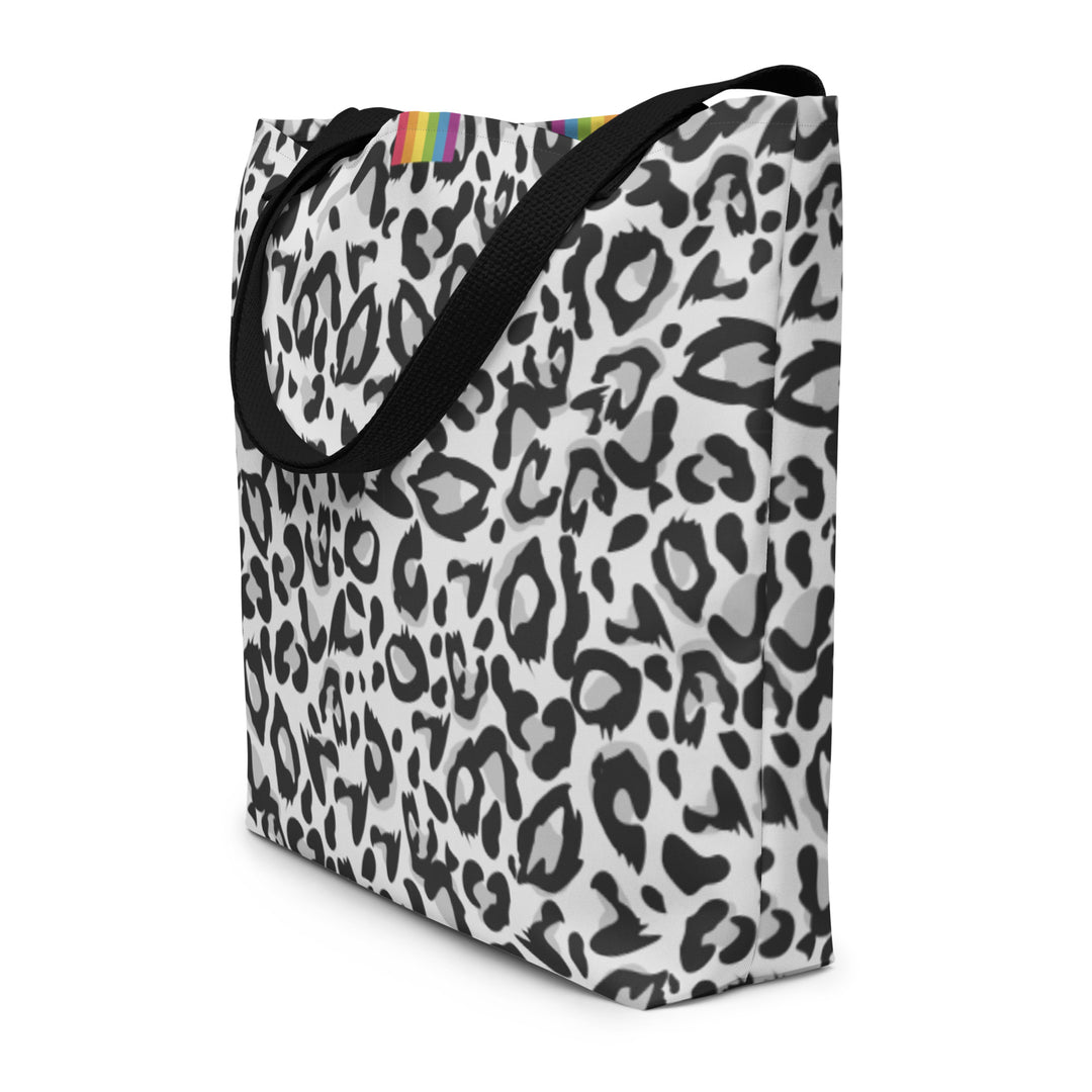 Snow Leopard Print Large Tote/Beach Bag Bags The Rainbow Stores