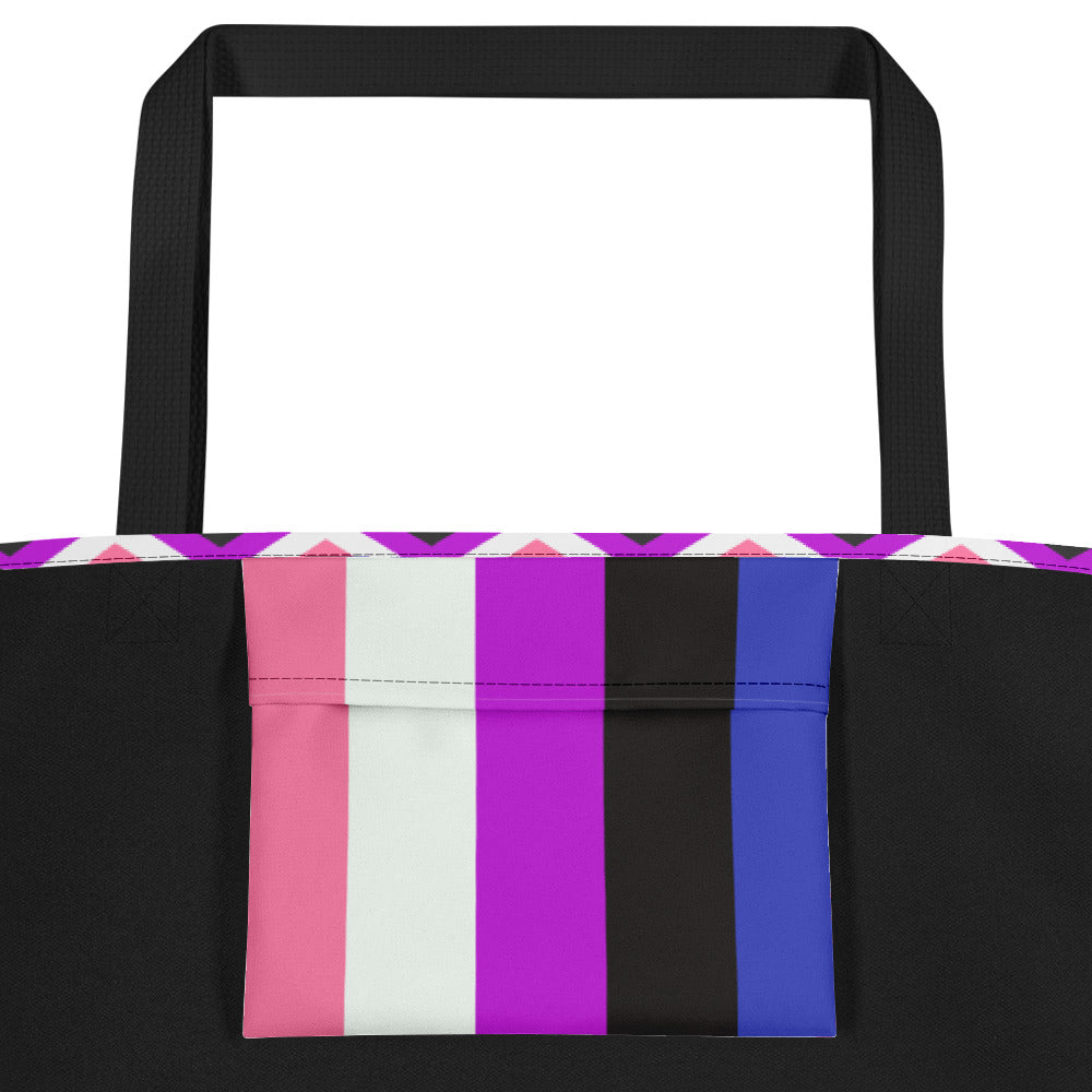 Gender Fluid Flag Zig Zag Large Tote/Beach Bag Bags The Rainbow Stores