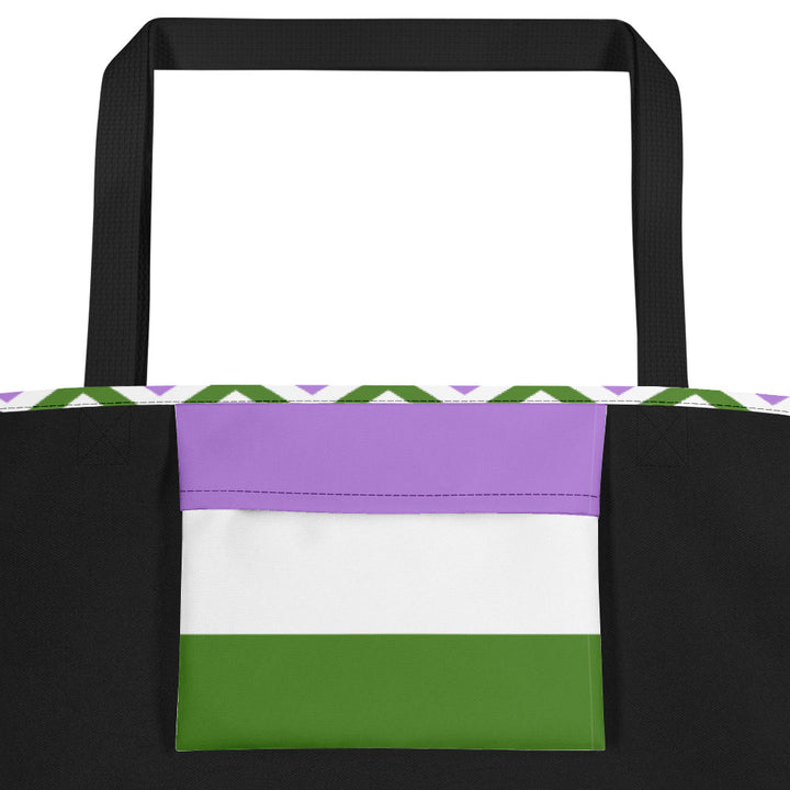 Genderqueer Flag Zig Zag Large Tote/Beach Bag Bags The Rainbow Stores