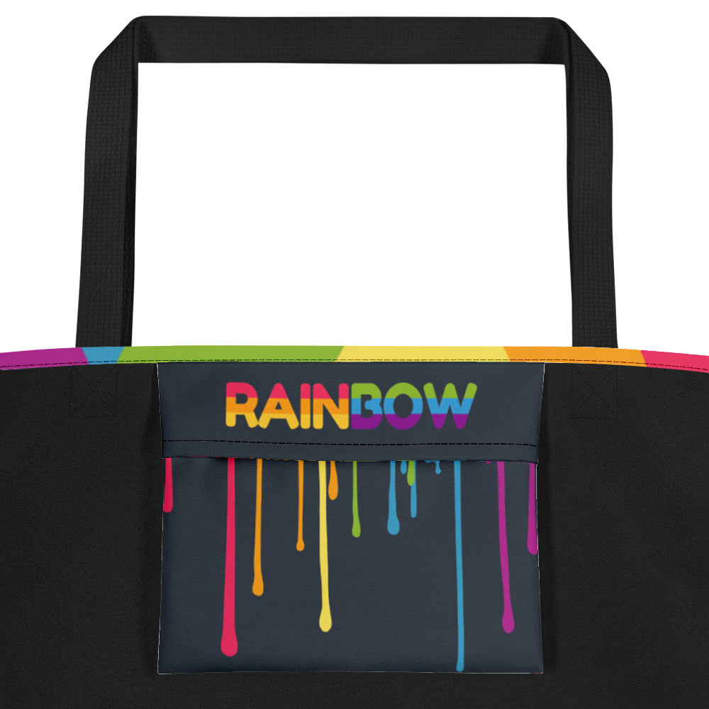 Rainbow Paint Drips Large Tote/Beach Bag Bags The Rainbow Stores