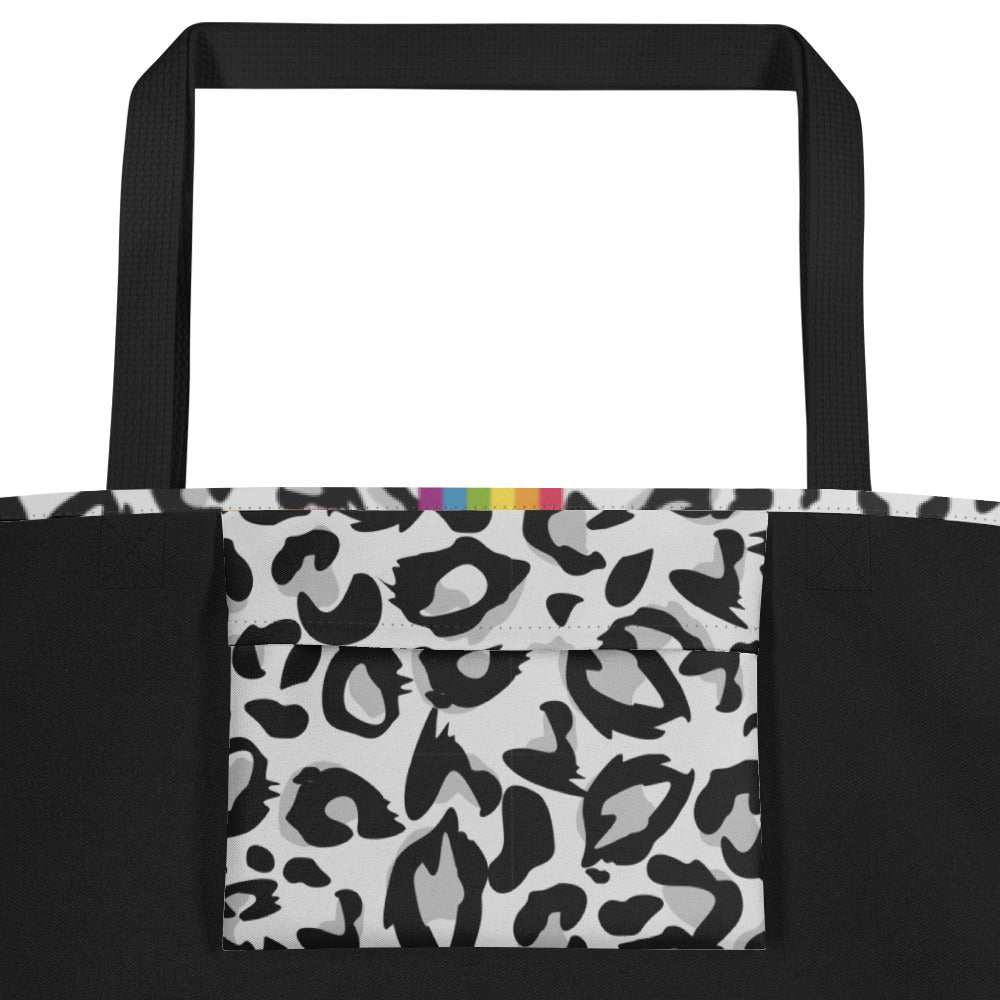 Snow Leopard Print Large Tote/Beach Bag Bags The Rainbow Stores