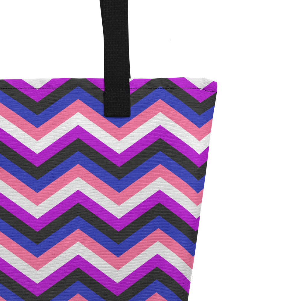 Gender Fluid Flag Zig Zag Large Tote/Beach Bag Bags The Rainbow Stores