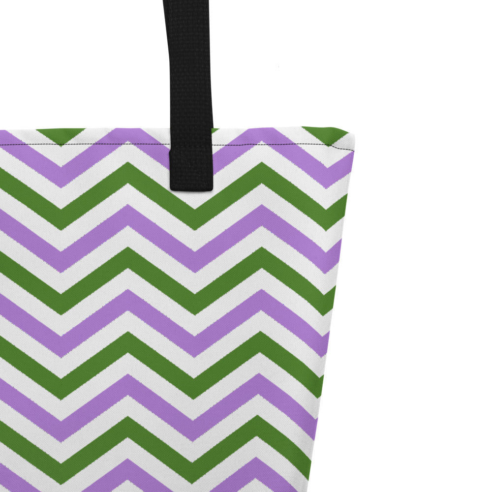 Genderqueer Flag Zig Zag Large Tote/Beach Bag Bags The Rainbow Stores