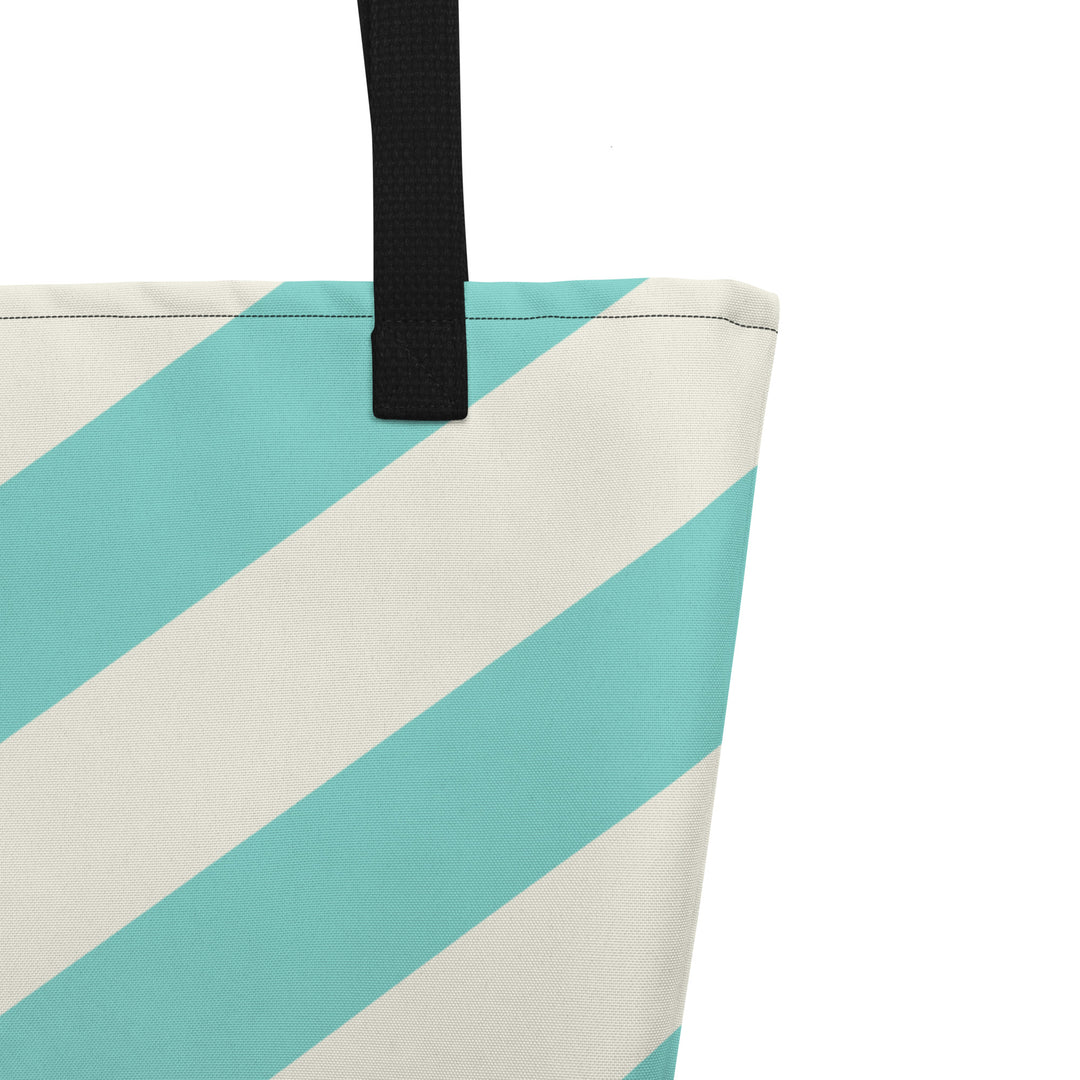 Aqua and Cream Stripes Large Tote/Beach Bag Bags The Rainbow Stores