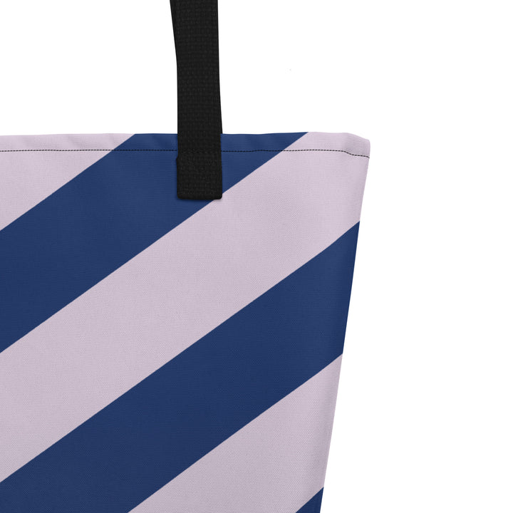 Pink And Blue Stripes Large Tote/Beach Bag Bags The Rainbow Stores