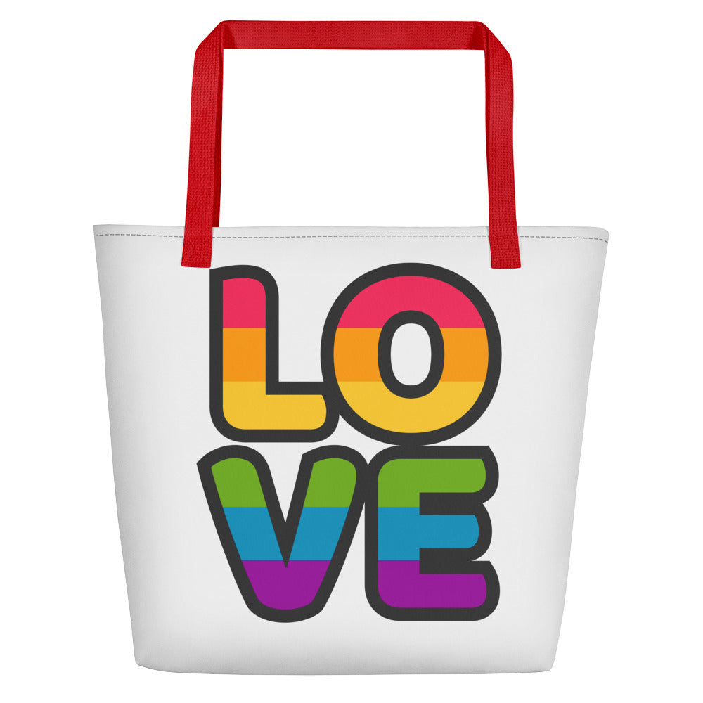 Love Large Tote/Beach Bag (White) Bags The Rainbow Stores