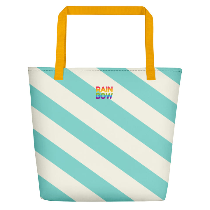 Aqua and Cream Stripes Large Tote/Beach Bag Bags The Rainbow Stores