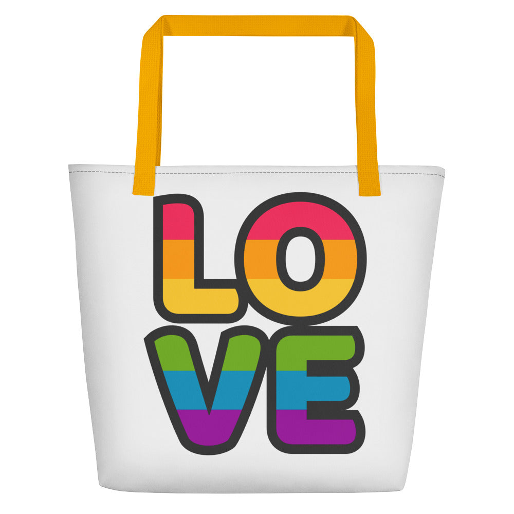 Love Large Tote/Beach Bag (White) Bags The Rainbow Stores