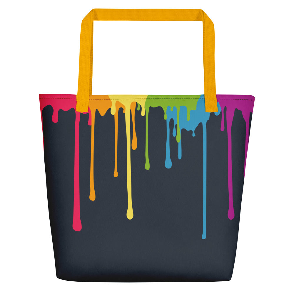 Rainbow Paint Drips Large Tote/Beach Bag Bags The Rainbow Stores