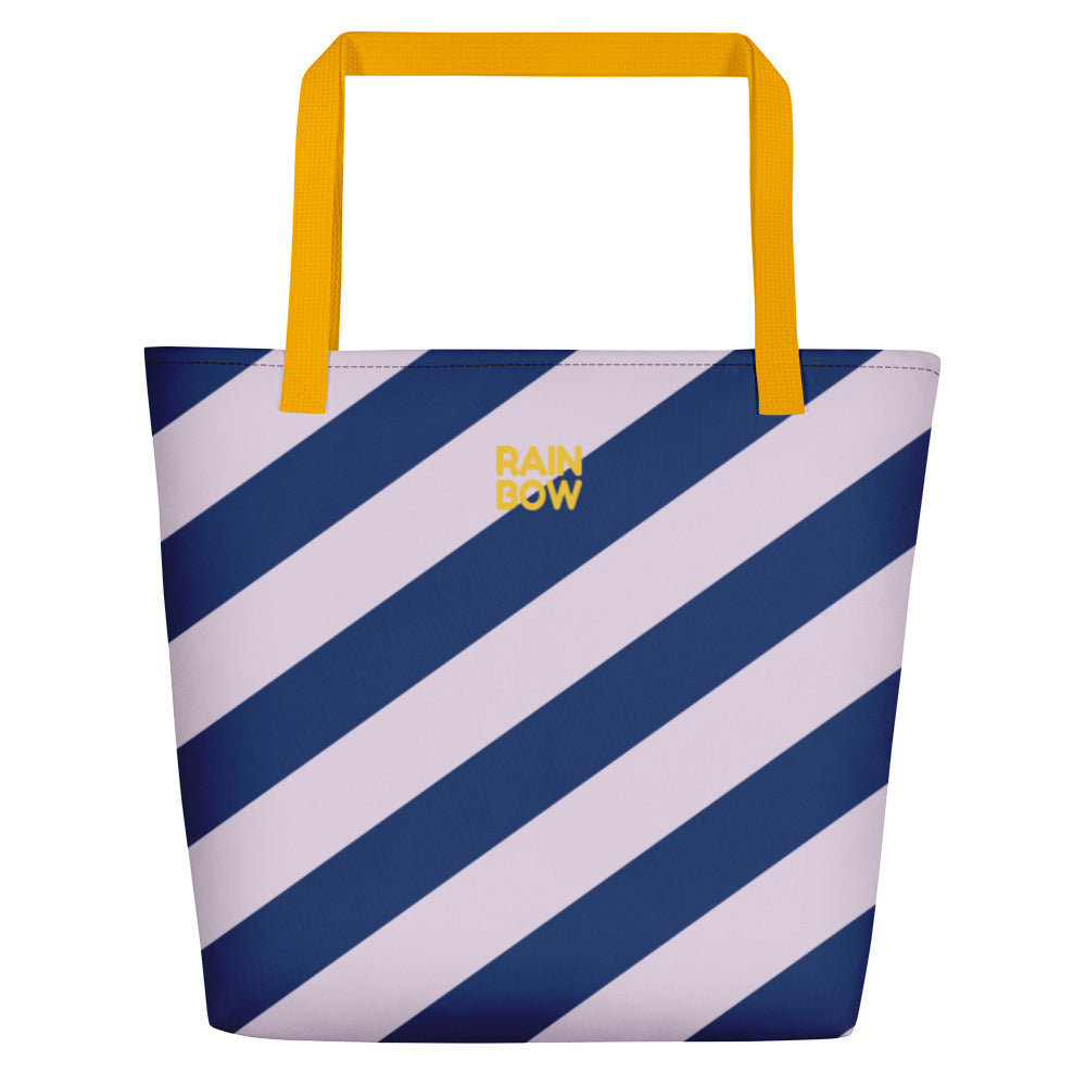 Pink And Blue Stripes Large Tote/Beach Bag Bags The Rainbow Stores