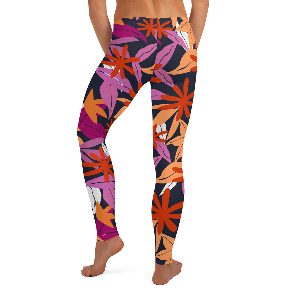 Floral Pattern Leggings In Lesbian Colours Leggings The Rainbow Stores