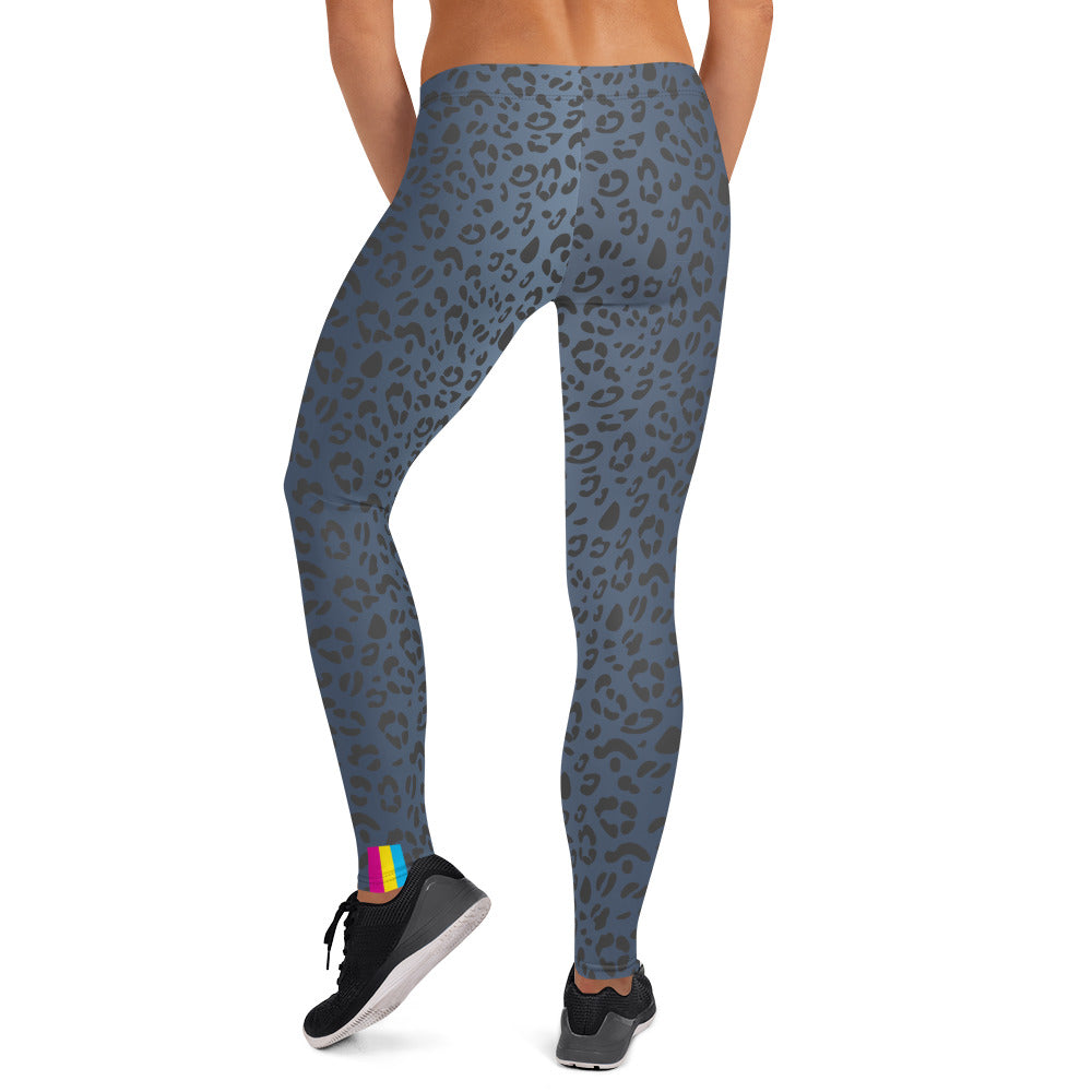 Pansexual Pride Flash Blue Leopard Print Leggings Leggings The Rainbow Stores