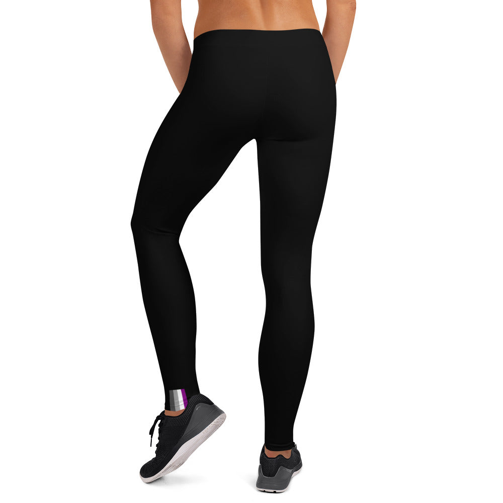 Asexual Pride Flash Black Leggings Leggings The Rainbow Stores