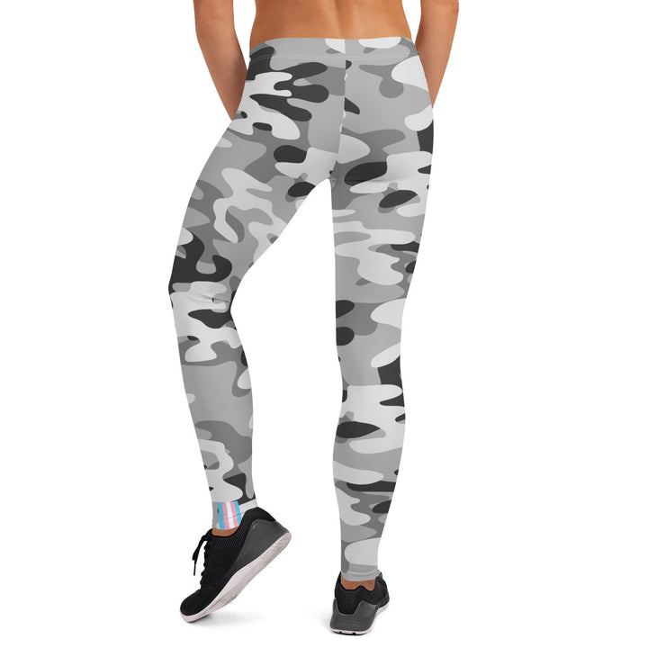 Trans Pride Flash Grey Camo Leggings Leggings The Rainbow Stores