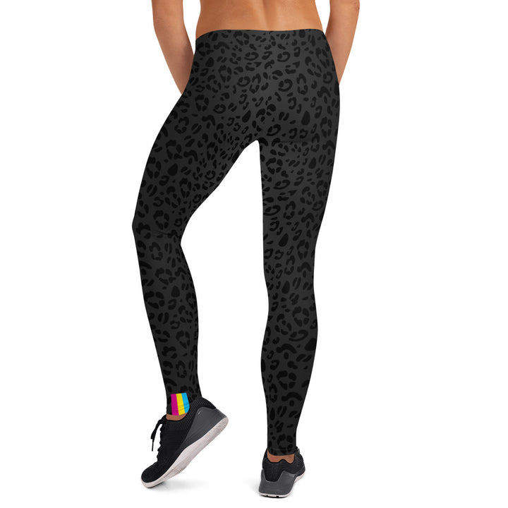 Pansexual Pride Flash Black Leopard Print Leggings Leggings The Rainbow Stores