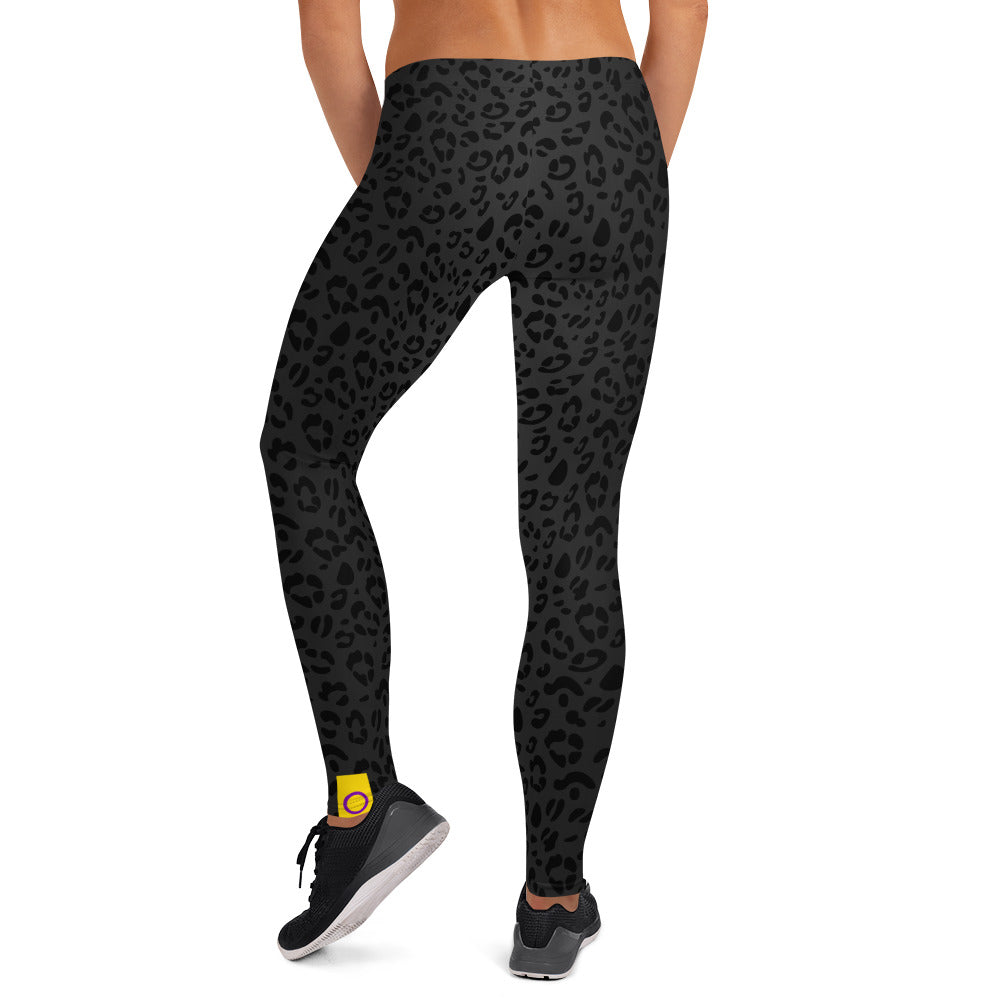 Intersex Pride Flash Black Leopard Print Leggings Leggings The Rainbow Stores