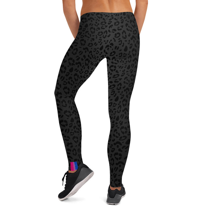 Bisexual Pride Flash Black Leopard Print Leggings Leggings The Rainbow Stores