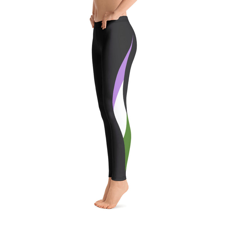 Genderqueer Pride Flag Dynamic Curve Leggings Leggings The Rainbow Stores