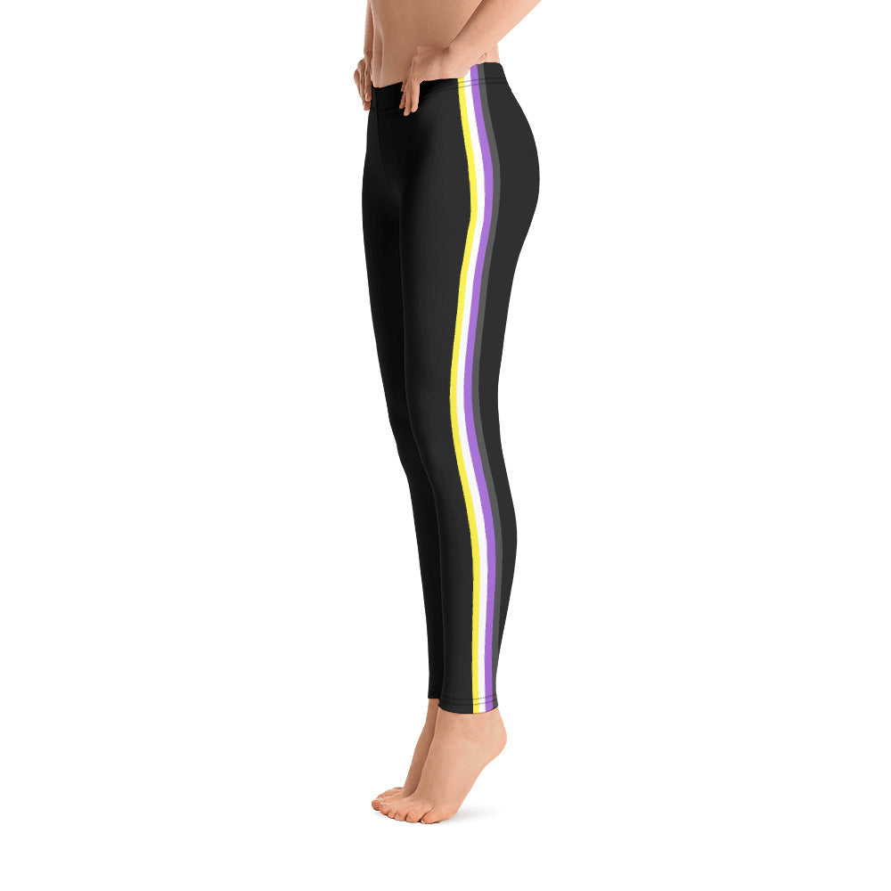 Non-Binary Flag Side Stripe Leggings Leggings The Rainbow Stores