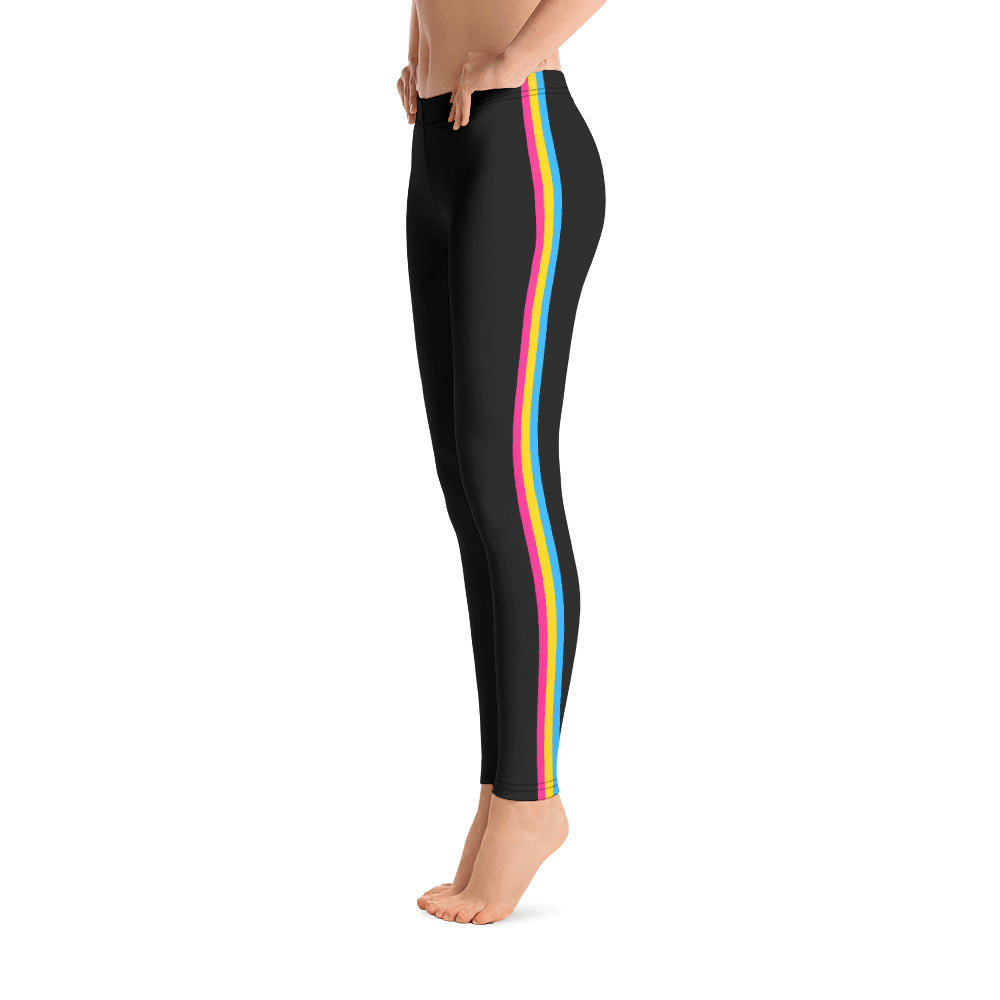 Pansexual Pride Flag Side Stripe Leggings Leggings The Rainbow Stores