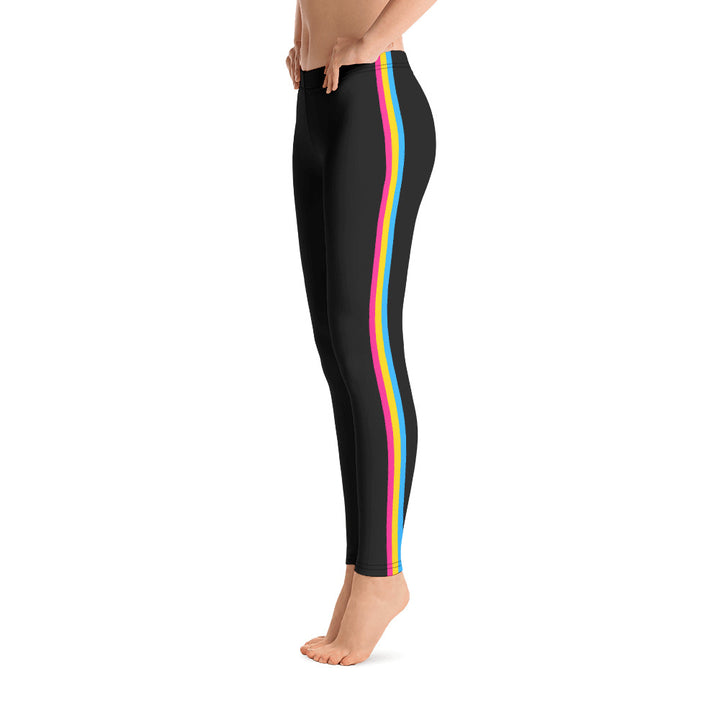 Pansexual Pride Flag Side Stripe Leggings Leggings The Rainbow Stores