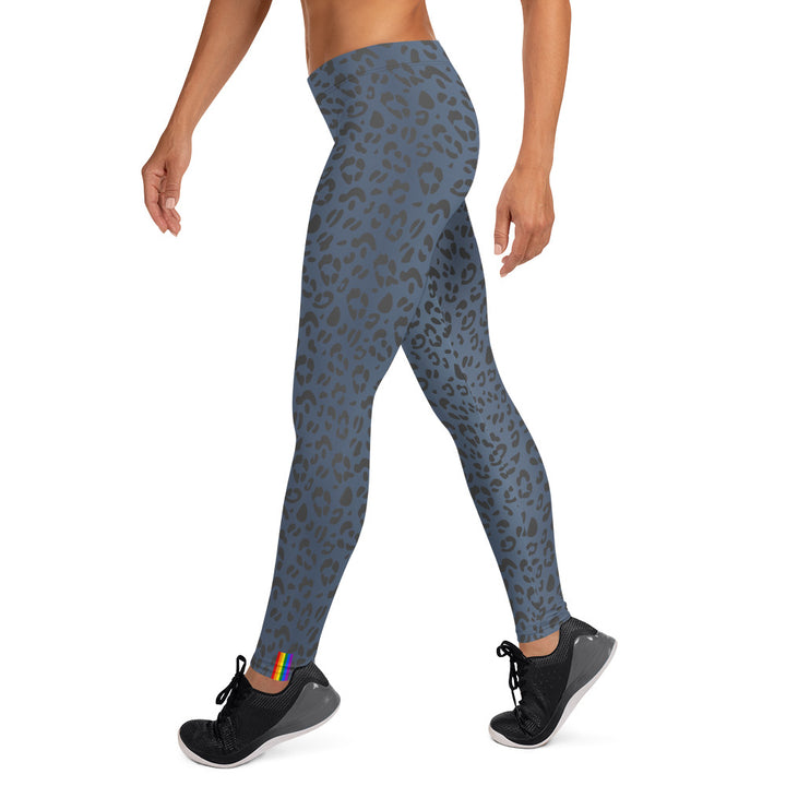 Rainbow Pride Flash Blue Leopard Print Leggings Leggings The Rainbow Stores