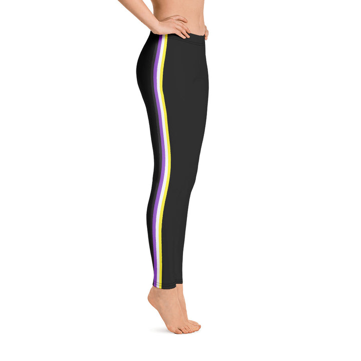 Non-Binary Flag Side Stripe Leggings Leggings The Rainbow Stores