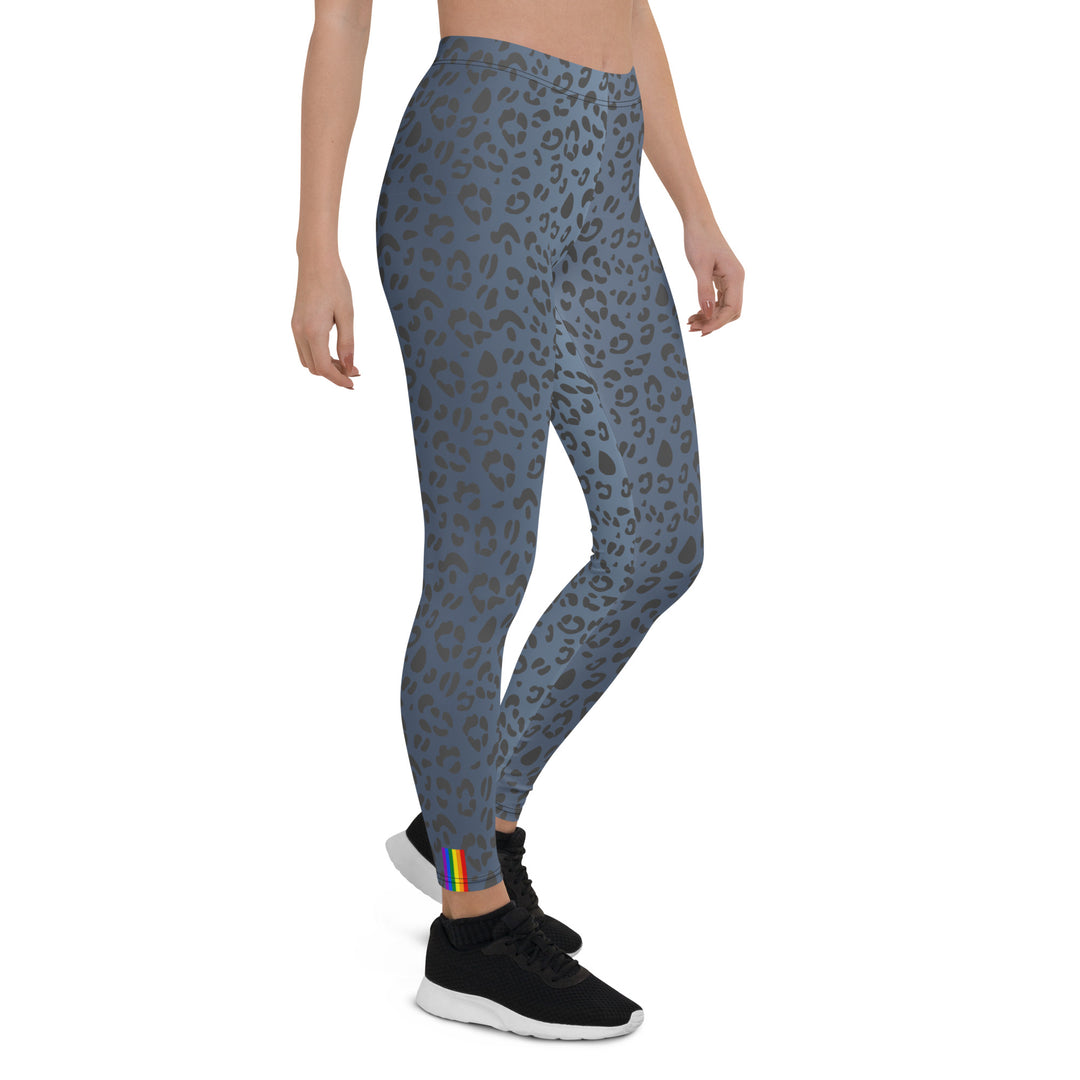 Rainbow Pride Flash Blue Leopard Print Leggings Leggings The Rainbow Stores