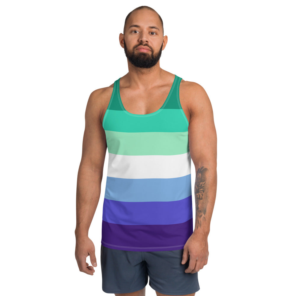 Gay Men's 7 Stripe Pride Flag Vest Vests and Tank Tops The Rainbow Stores