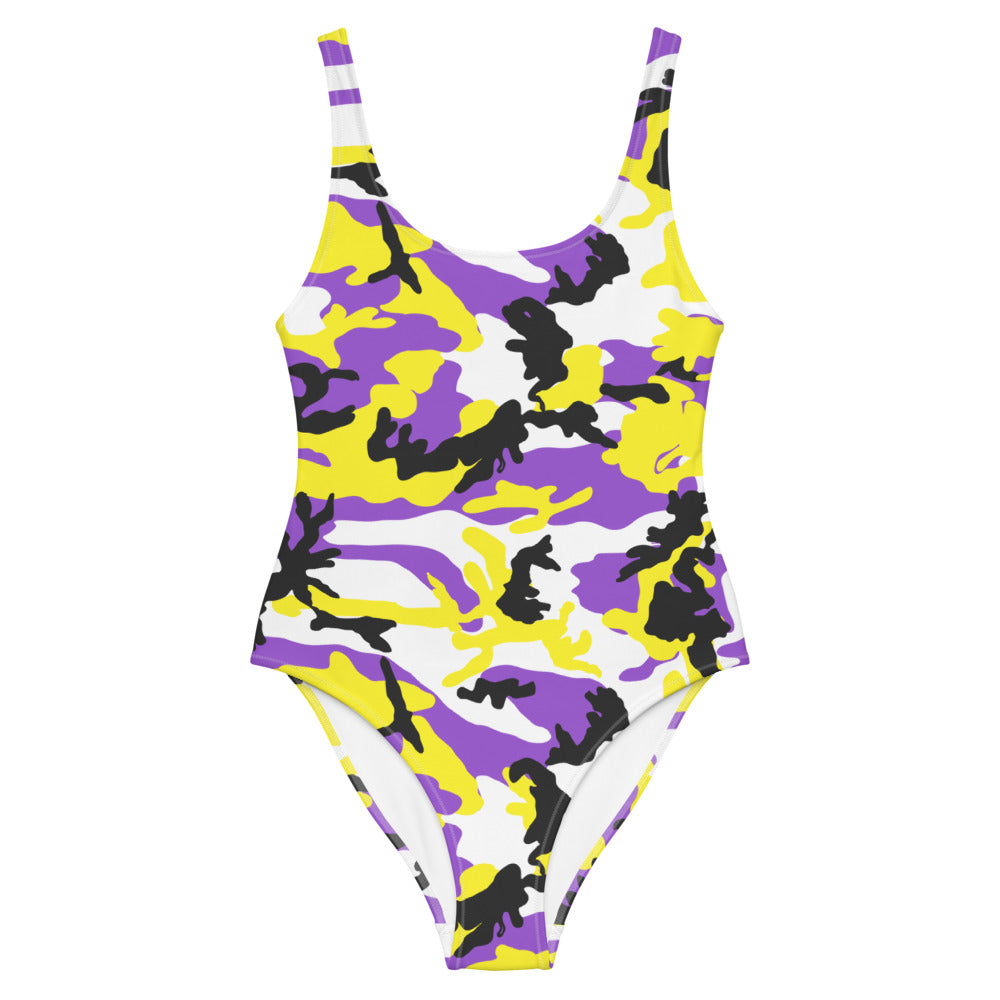 Non Binary Camo One-Piece Swimsuit Swimwear The Rainbow Stores